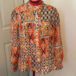 Ruby Rd Boho Button Down Long Sleeve Shirt Women Size 12